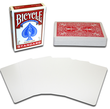 Blank Faced Bicycle Cards Blue OR Red Back Cards Blank Faces Magicians Cards *UK