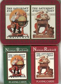 Norman Rockwell Playing Cards Tin/Christmas