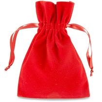 Velvet Pouch Bag in Red