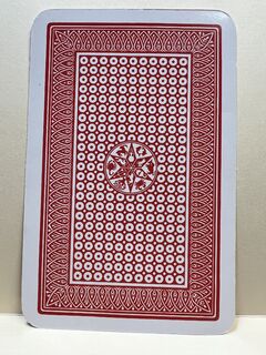 Jumbo playing card red back with 52 on 1 gag card on reverse..jpeg